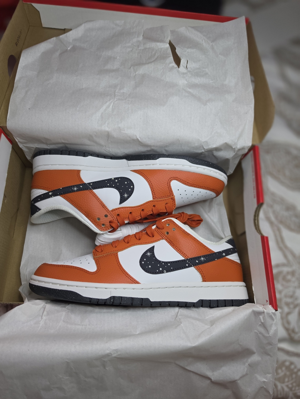 Nike Dunks Low "NIGHT SKY" Campfire Orange | Men's 7 Or Women's 8.5 - Picture 2 of 6